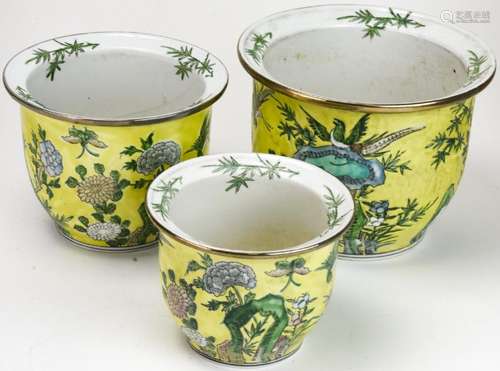 Chinese Hand Painted Porcelain Nesting Planters