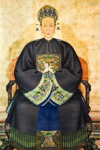 Chinese Qing Dynasty Ancestor Portrait Painting