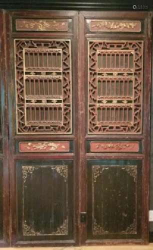 Pair Antique South East Asian Palace Doors / Panel