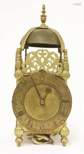 A hook and spike brass lantern clock, 17th century…