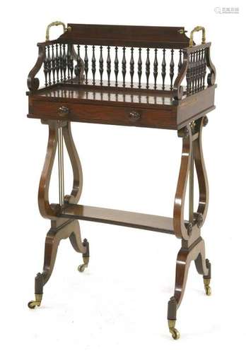 A Regency rosewood bookstand, the galleried top ov…