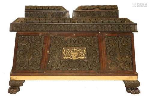 A rosewood and ebony cabinet base, 18th century, i…