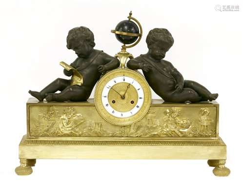 A Continental mantel clock, late 19th century, the…