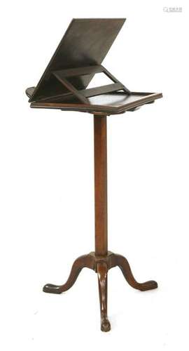 A George III mahogany reading stand, the adjustabl…