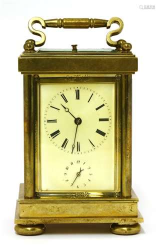 A French brass carriage clock, late 19th century, …