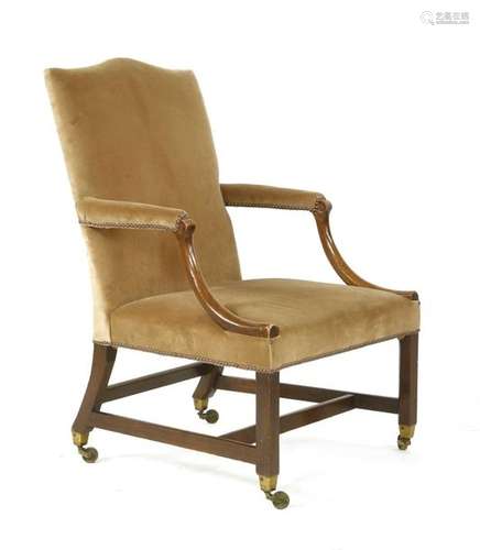 A George lll mahogany Gainsborough chair, with an …