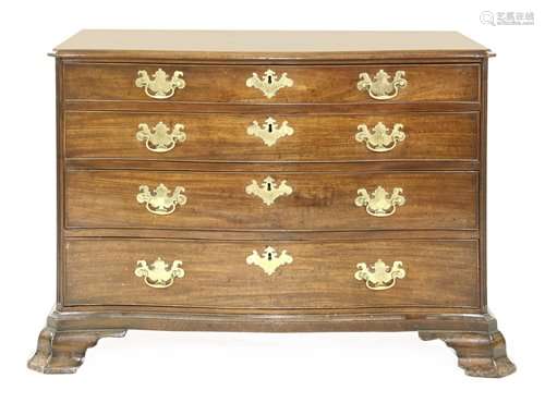 A serpentine mahogany commode chest, late 18th cen…