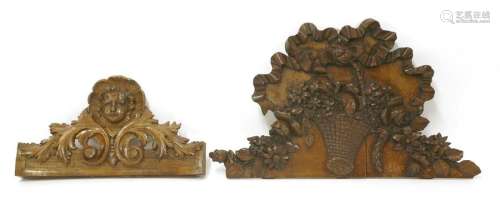 A French walnut floral and fruit carving, 19th cen…