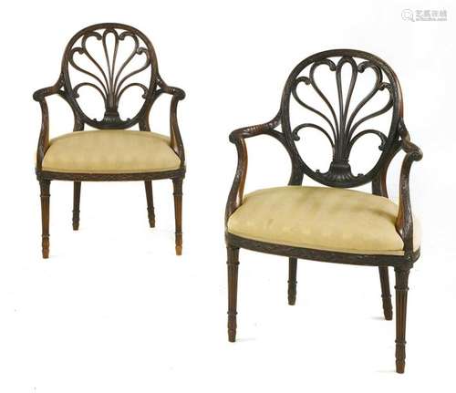 A pair of good mahogany elbow chairs, by William B…