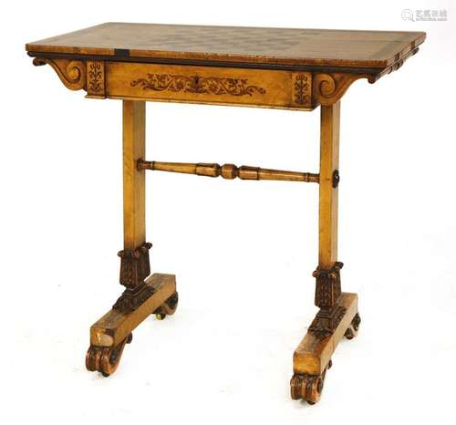 A Regency burr maple games table, in the manner of…