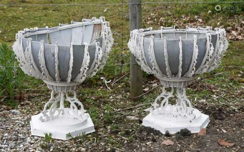 A pair of rare Victorian painted cast and wrought …