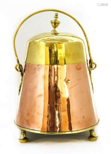 A Dutch brass and copper dauff (ash pot) and cover…