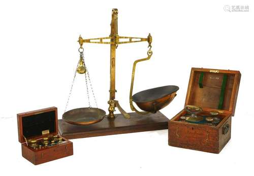 A set of brass balance scales, 19th century, by De…