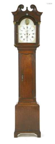 A George III oak longcase clock, with an arched pa…