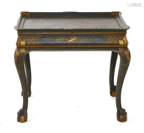 A blue lacquered and chinoiserie decorated occasio…