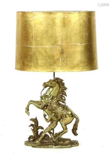 A brass table lamp in the form of a Marly horse, 2…