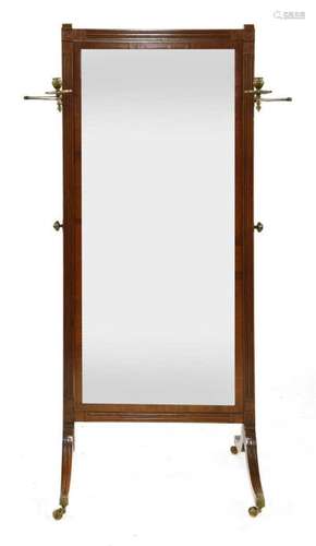 A Regency mahogany cheval mirror, with a reeded fr…