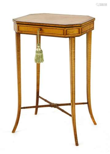 An Edwardian satinwood and inlaid lamp table, the …
