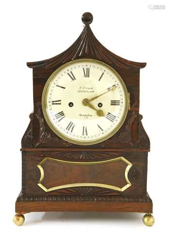 A Regency rosewood bracket clock, the white painte…