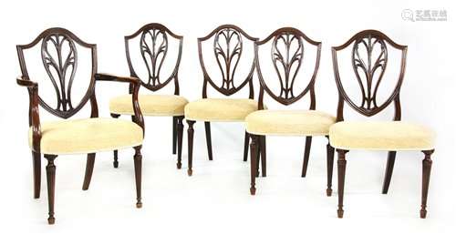 Five George III mahogany shield back dining chairs…