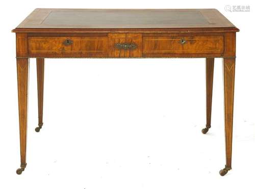 A Continental walnut writing table, late 19th cent…