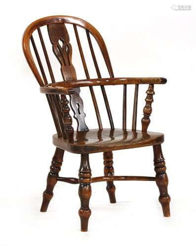 A yew wood and elm child's Windsor chair, early 19…