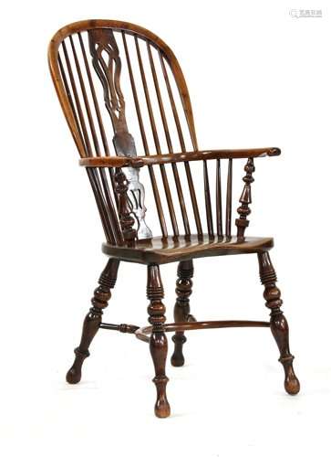 A yew wood and elm high back Windsor chair, early …