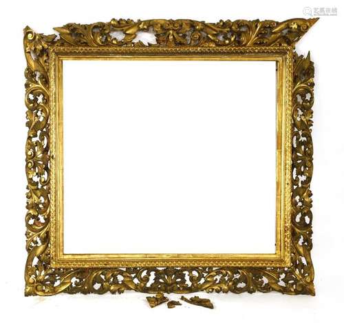 A carved giltwood frame, 19th century, with open l…