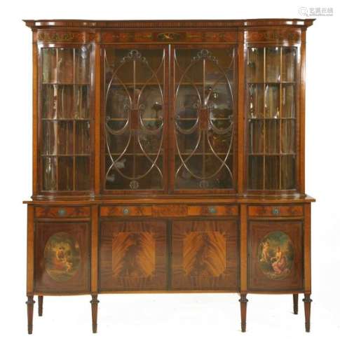 An Edwardian strung mahogany display cabinet, with…