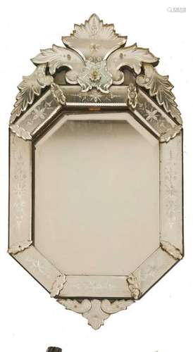 A Venetian glass wall mirror, 20th century, the fo…