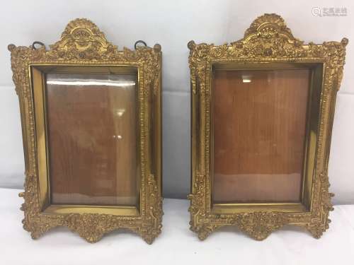 A Pair of Bronze Ormolu Picture Frames: A pair of good quality ormolu frames with casted shell and