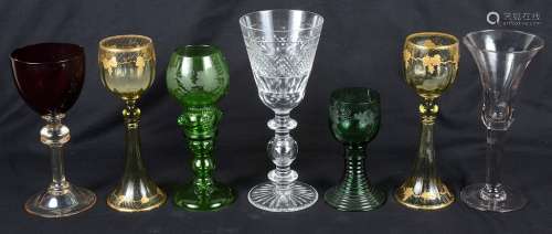 A Quantity of 19th Century Glasses: To include double stemmed,