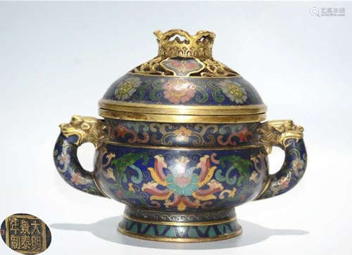 A CLOISONNE CASTED FLOWER PATTERN CENSER