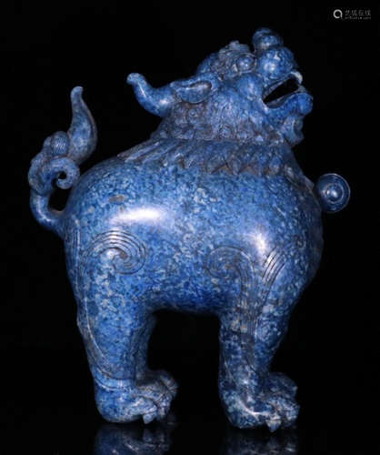 A LAZULI CARVED BEAST SHAPED CENSER