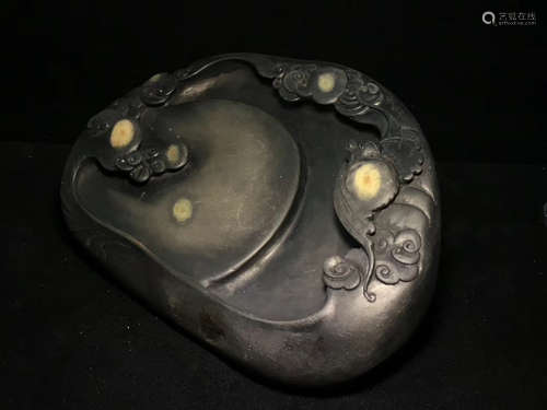 A DUAN STONE CARVED MULTI EYE PATTERN INK SLAB