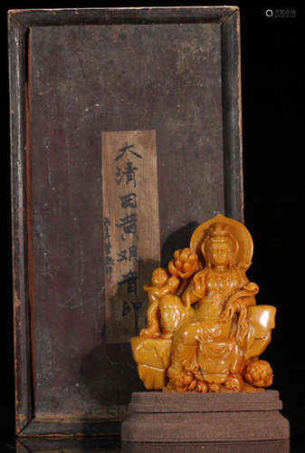 A TIANHUANG STONE CARVED GUANYIN BUDDHA