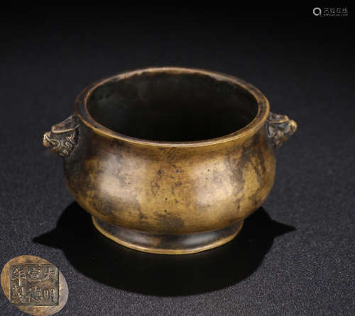 A GILT BRONZE CASTED BEAST PATTERN CENSER