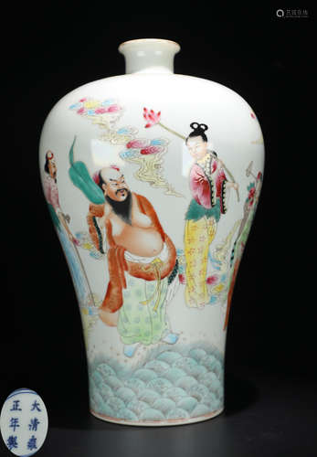 A FAMILLE ROSE STORY PATTERN MEI VASE