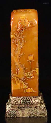 A TIANHUANG STONE CARVED LANDSCAPE PATTERN SEAL