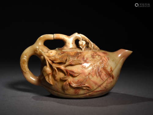 A CARVED SHOUSHAN TEAPOT, 18TH CENTURY