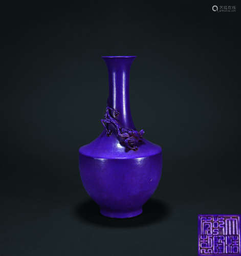 清 茄皮紫盘龙瓶
