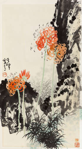 孙其峰（b.1920）  山花绽放 设色纸本 托片