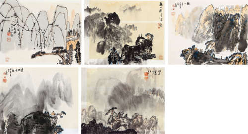 孙克纲（1923-2007） 1986年 作 山水 设色纸本 托片