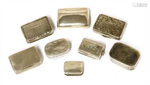 Eight Georgian and Victorian silver vinaigrettes