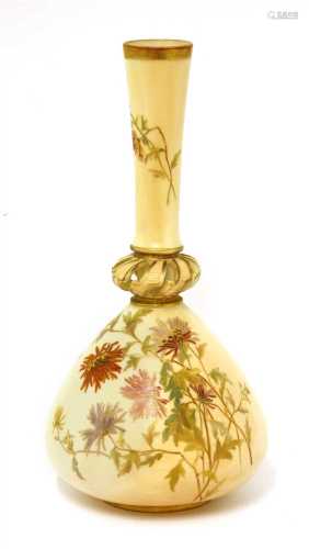 A Royal Worcester blush ground bottle vase