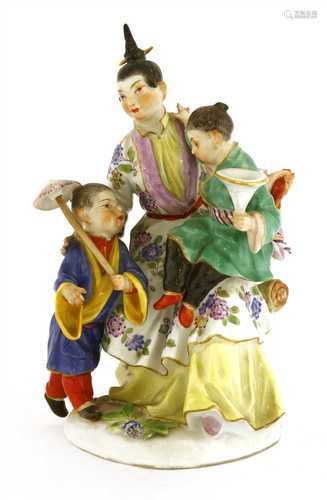 A Meissen porcelain malabar figure group,