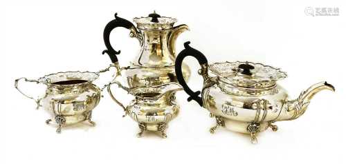 A four-piece silver tea and coffee set
