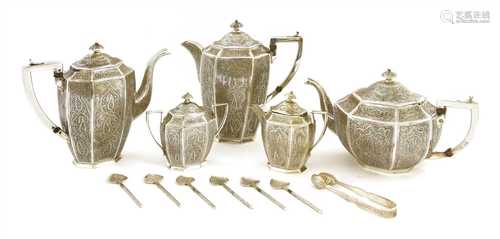 An Indian silver five-piece tea service,