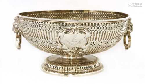 A twin-handled silver punchbowl,