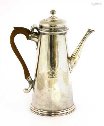 A George II silver coffee pot,